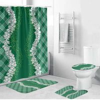 Hawaii Aloha Plumeria Lei Green Palaka Bathroom Set LT7 Bathroom Set (4 pcs) Green - Polynesian Pride
