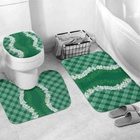 Hawaii Aloha Plumeria Lei Green Palaka Bathroom Set LT7 Mat Set Only (3 pcs) One Size Green - Polynesian Pride