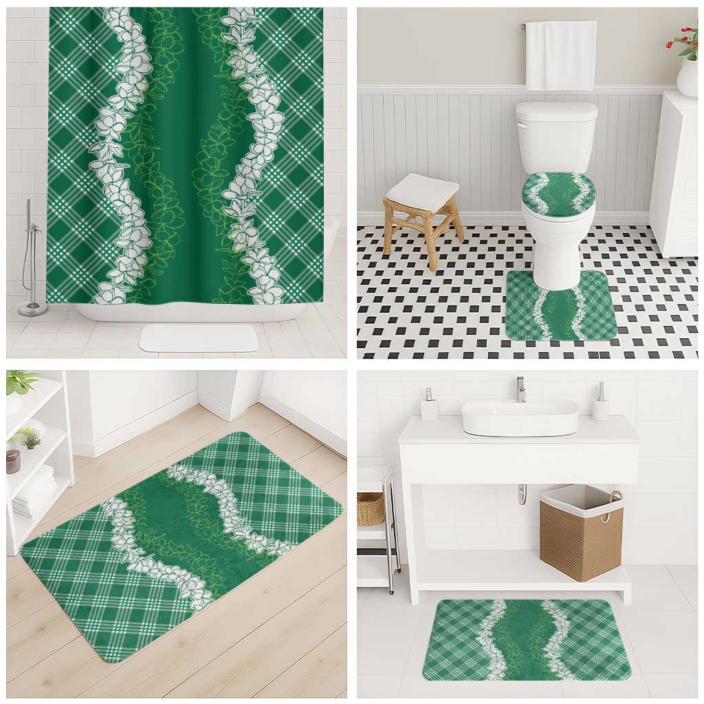 Hawaii Aloha Plumeria Lei Green Palaka Bathroom Set LT7 - Polynesian Pride