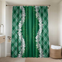 Hawaii Aloha Plumeria Lei Green Palaka Bathroom Set LT7 Shower Curtain Only Green - Polynesian Pride