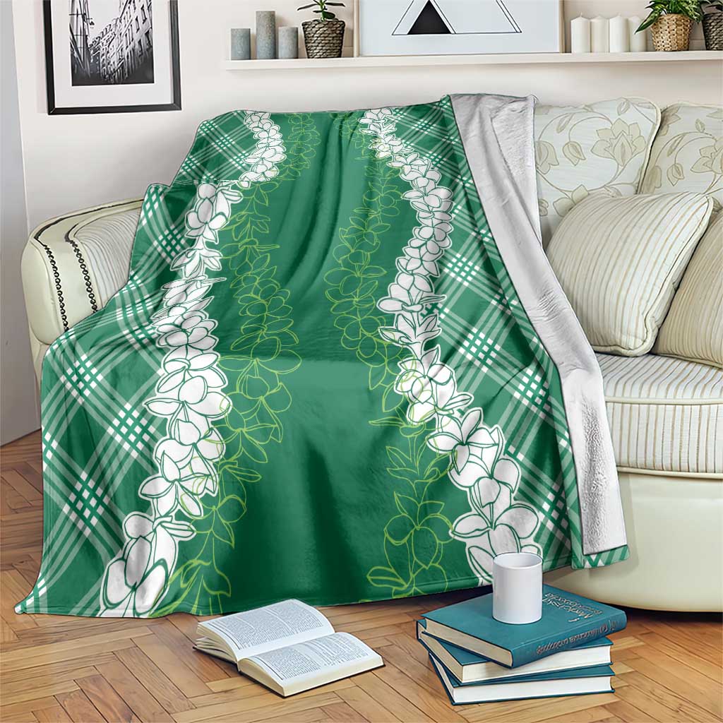 Hawaii Aloha Plumeria Lei Green Palaka Blanket LT7 Green - Polynesian Pride