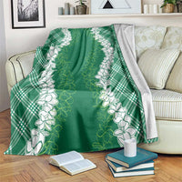 Hawaii Aloha Plumeria Lei Green Palaka Blanket LT7 Green - Polynesian Pride