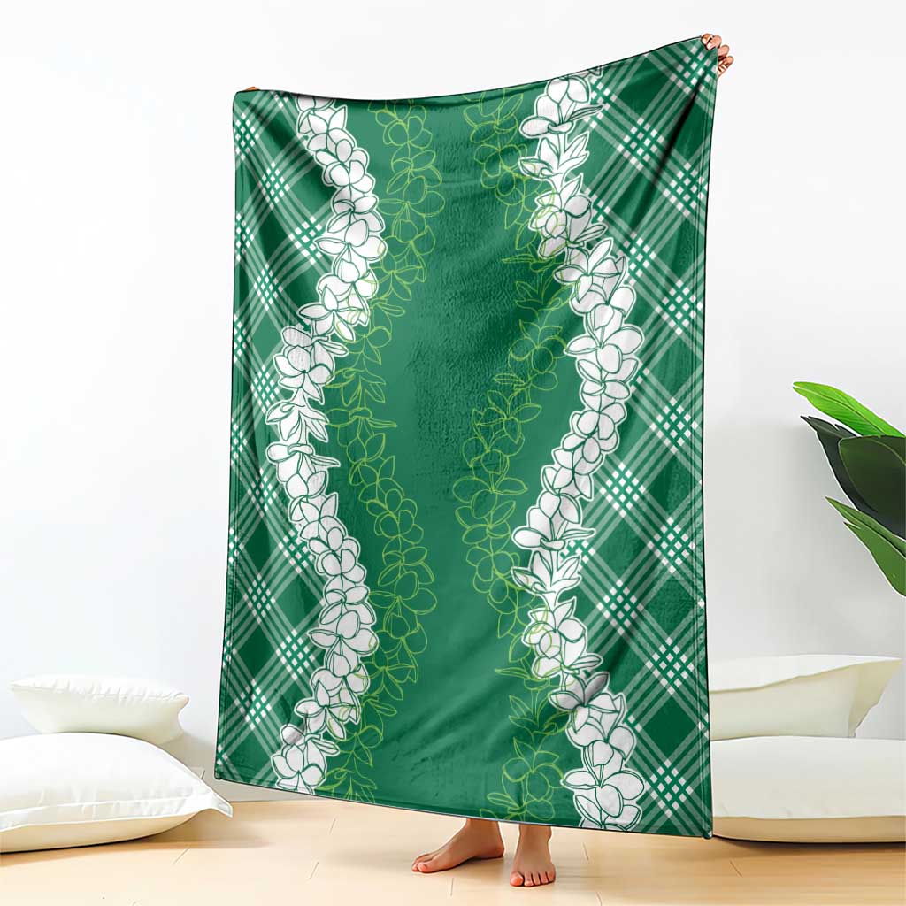 Hawaii Aloha Plumeria Lei Green Palaka Blanket LT7 - Polynesian Pride