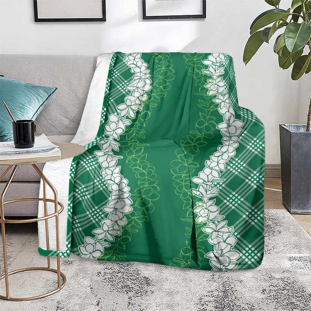 Hawaii Aloha Plumeria Lei Green Palaka Blanket LT7 - Polynesian Pride