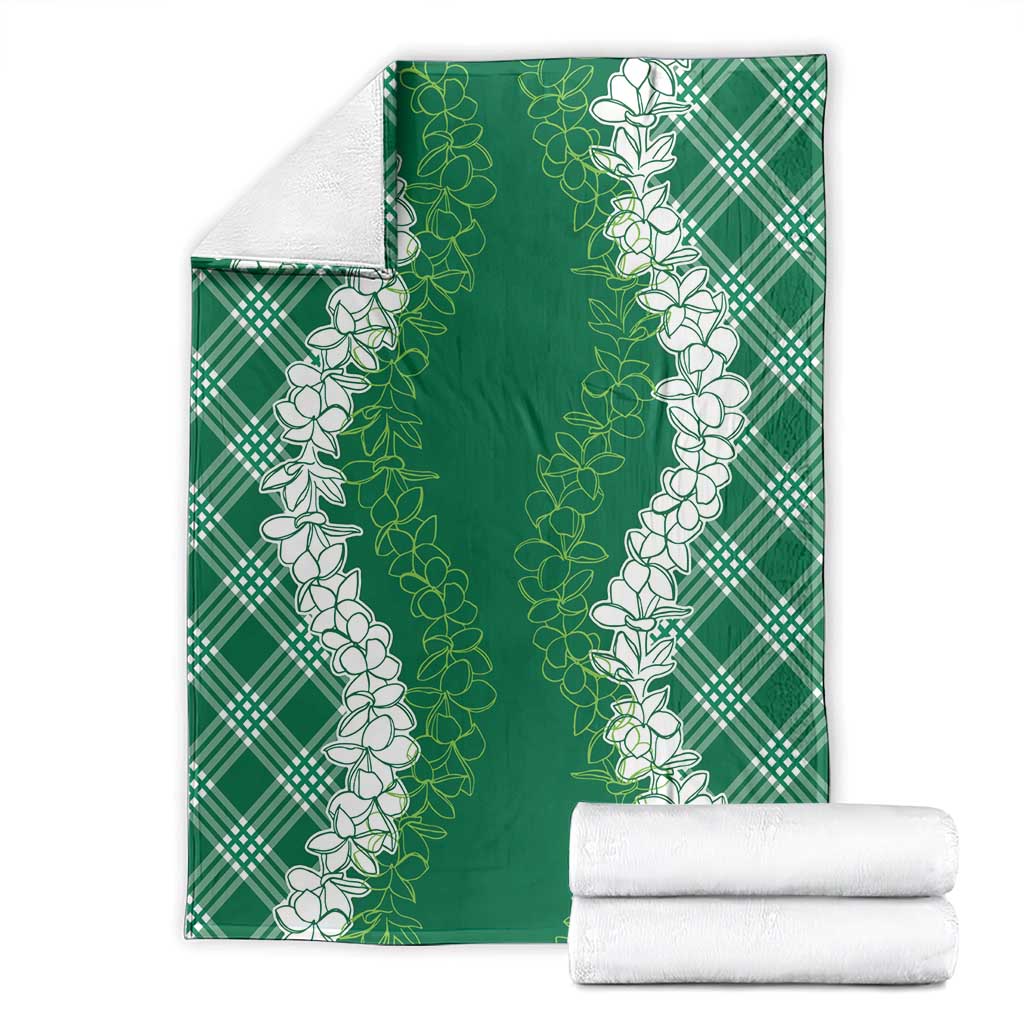 Hawaii Aloha Plumeria Lei Green Palaka Blanket LT7 - Polynesian Pride