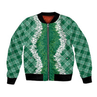 Hawaii Aloha Plumeria Lei Green Palaka Bomber Jacket LT7 Unisex Green - Polynesian Pride