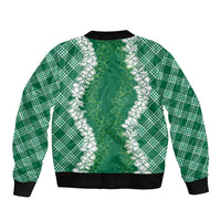Hawaii Aloha Plumeria Lei Green Palaka Bomber Jacket LT7 - Polynesian Pride