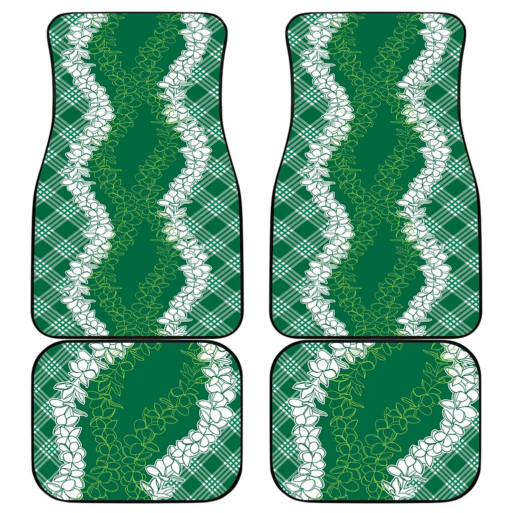 Hawaii Aloha Plumeria Lei Green Palaka Car Mats LT7 - Polynesian Pride