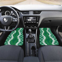 Hawaii Aloha Plumeria Lei Green Palaka Car Mats LT7 Set 2pcs - Front Green - Polynesian Pride