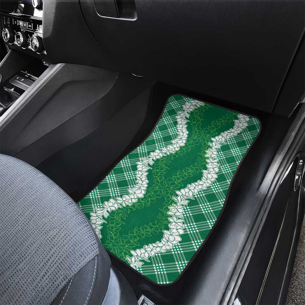 Hawaii Aloha Plumeria Lei Green Palaka Car Mats LT7 - Polynesian Pride