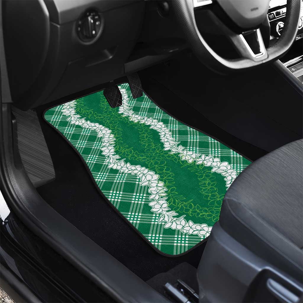 Hawaii Aloha Plumeria Lei Green Palaka Car Mats LT7 - Polynesian Pride