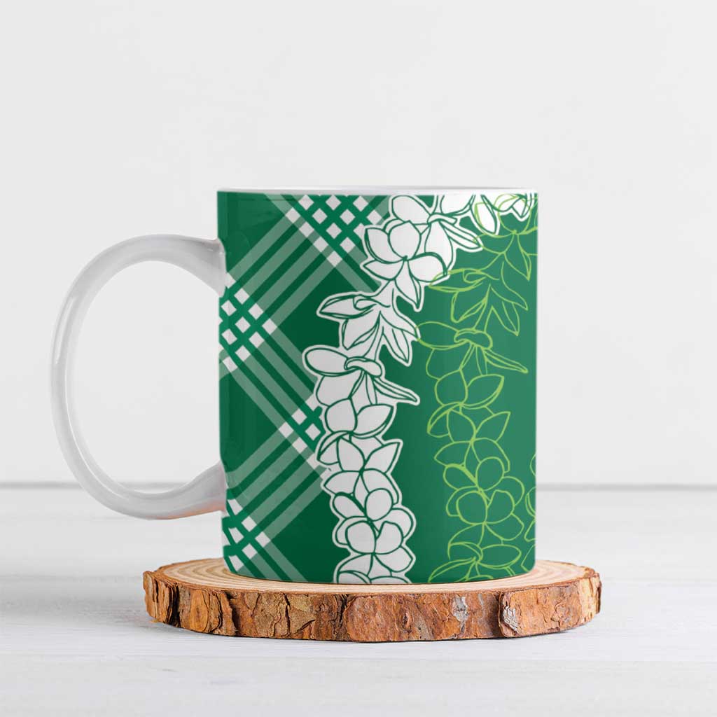 Hawaii Aloha Plumeria Lei Green Palaka Ceramic Mug LT7 Green - Polynesian Pride