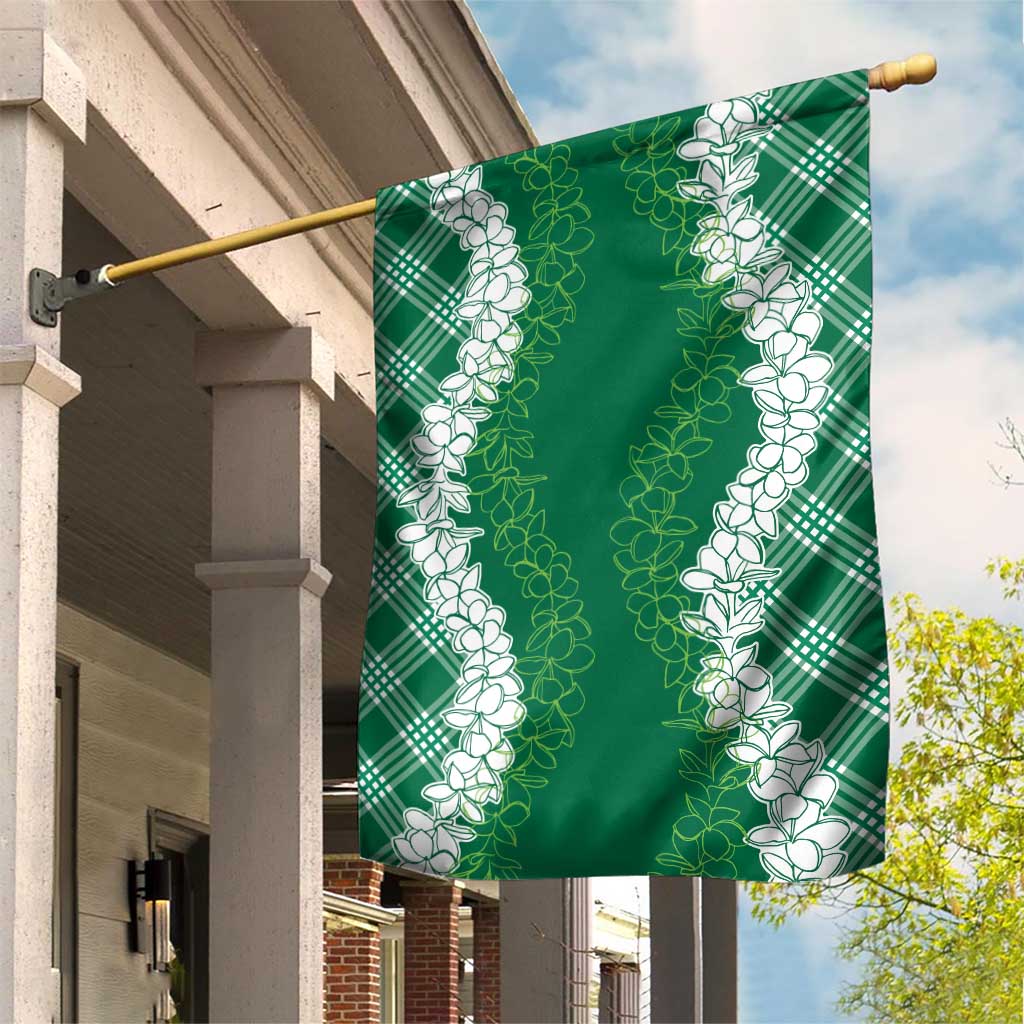 Hawaii Aloha Plumeria Lei Green Palaka Garden Flag LT7 House Flag Green - Polynesian Pride