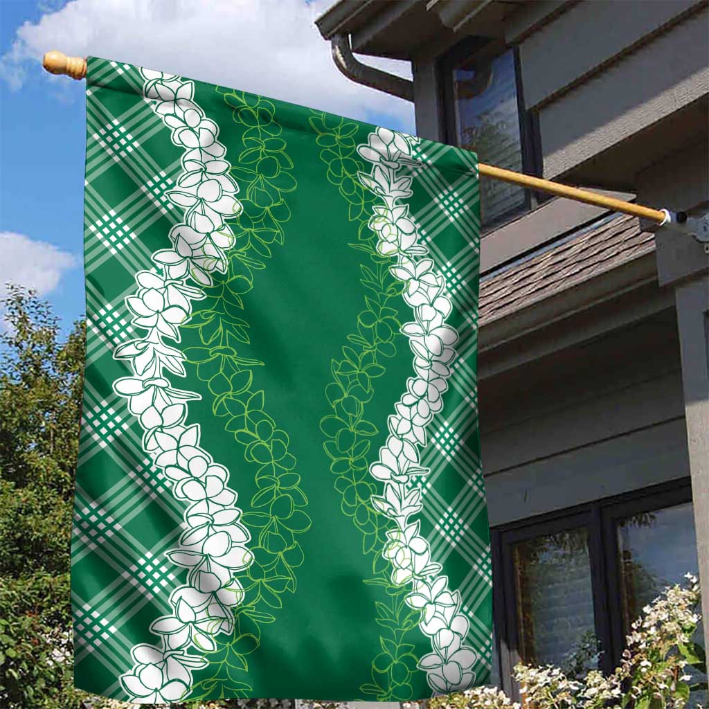 Hawaii Aloha Plumeria Lei Green Palaka Garden Flag LT7 - Polynesian Pride