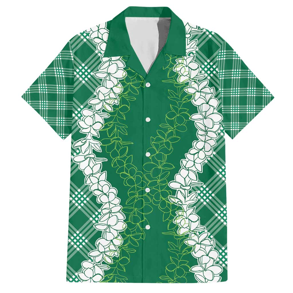 Hawaii Aloha Plumeria Lei Green Palaka Hawaiian Shirt LT7 Green - Polynesian Pride
