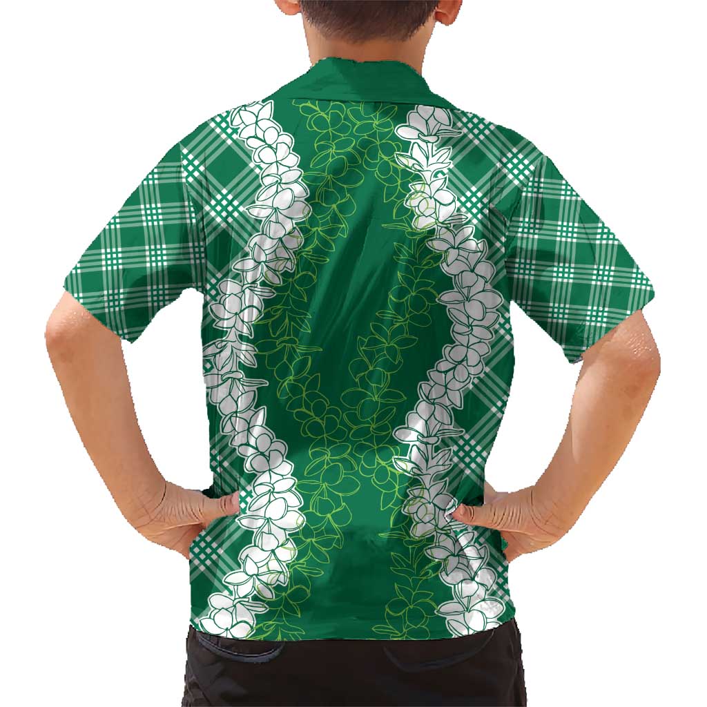 Hawaii Aloha Plumeria Lei Green Palaka Hawaiian Shirt LT7 - Polynesian Pride