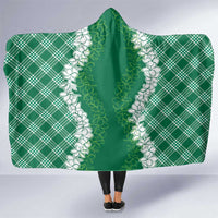 Hawaii Aloha Plumeria Lei Green Palaka Hooded Blanket LT7 One Size Green - Polynesian Pride