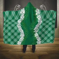 Hawaii Aloha Plumeria Lei Green Palaka Hooded Blanket LT7 - Polynesian Pride