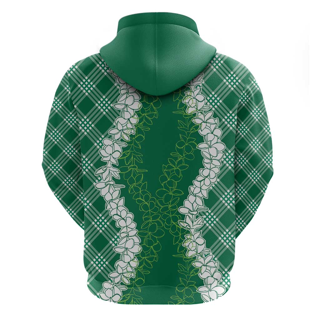 Hawaii Aloha Plumeria Lei Green Palaka Hoodie LT7 - Polynesian Pride