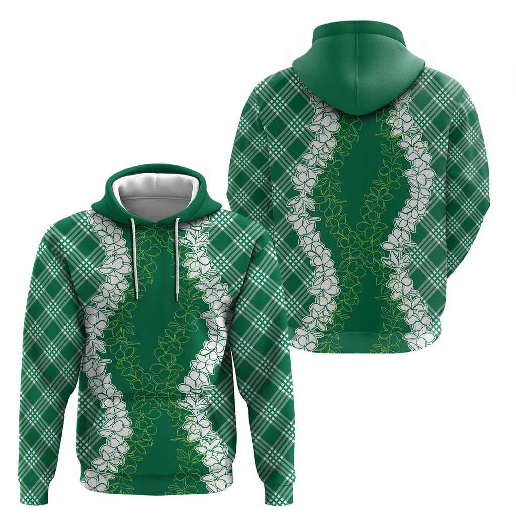 Hawaii Aloha Plumeria Lei Green Palaka Hoodie LT7 - Polynesian Pride