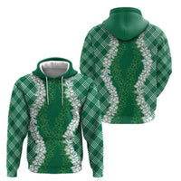Hawaii Aloha Plumeria Lei Green Palaka Hoodie LT7 - Polynesian Pride