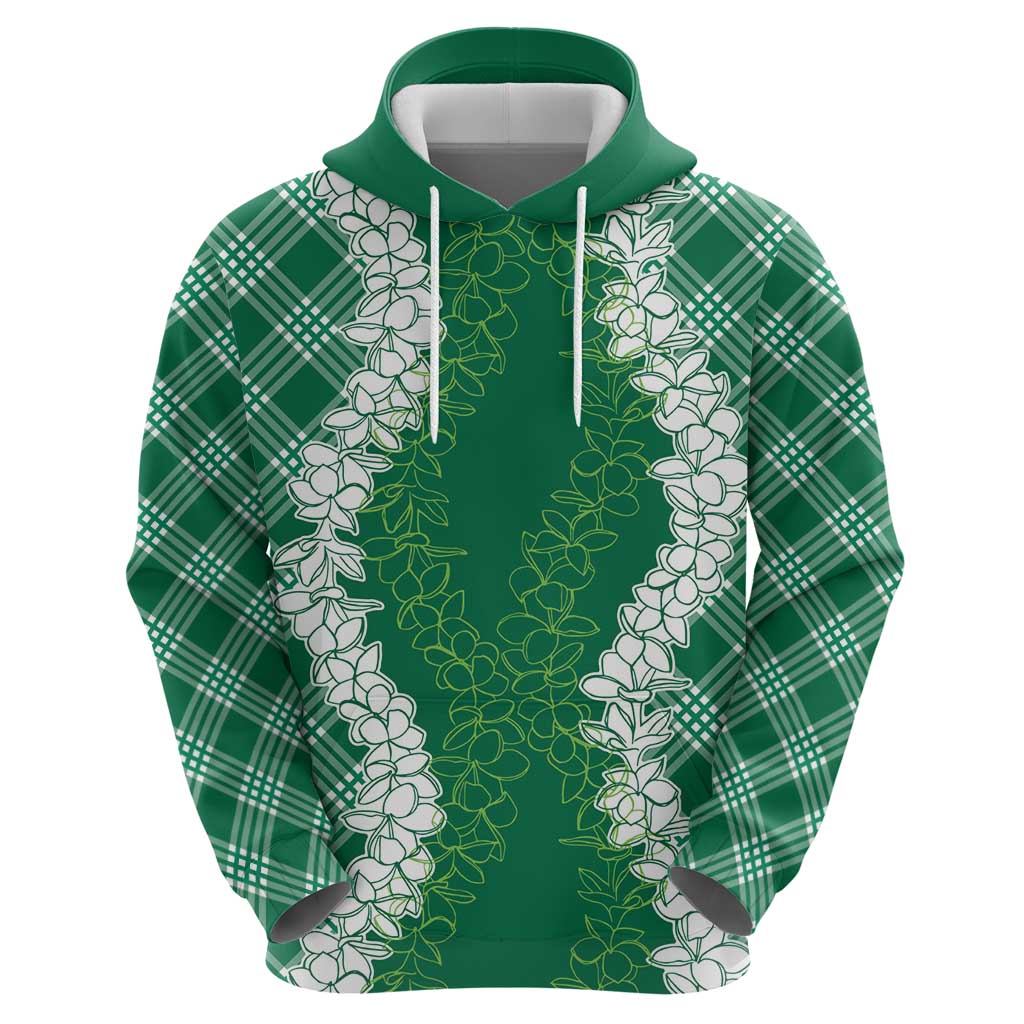 Hawaii Aloha Plumeria Lei Green Palaka Hoodie LT7 - Polynesian Pride