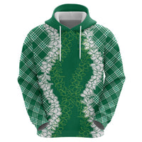 Hawaii Aloha Plumeria Lei Green Palaka Hoodie LT7 - Polynesian Pride