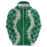 Hawaii Aloha Plumeria Lei Green Palaka Hoodie LT7 - Polynesian Pride