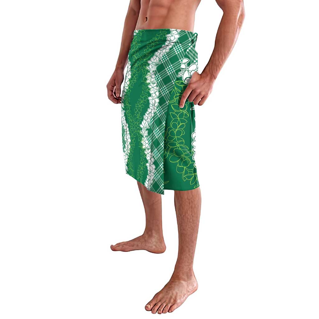 Hawaii Aloha Plumeria Lei Green Palaka Lavalava LT7 - Polynesian Pride