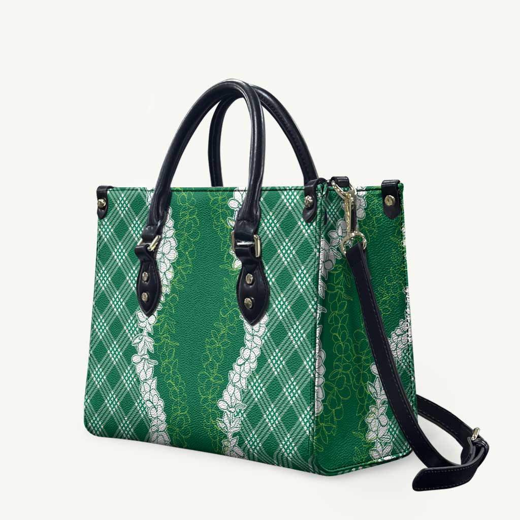 Hawaii Aloha Plumeria Lei Green Palaka Leather Bag LT7 Green - Polynesian Pride