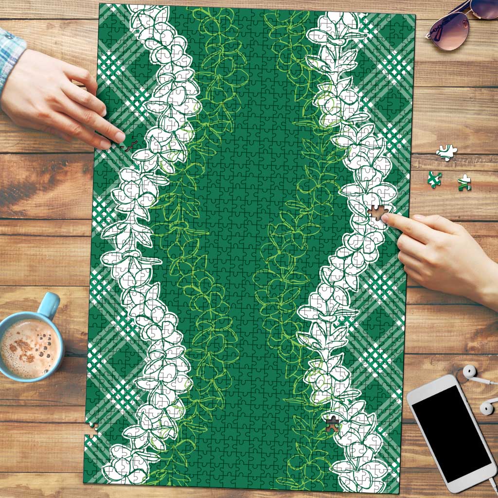 Hawaii Aloha Plumeria Lei Green Palaka Puzzle LT7 Green - Polynesian Pride