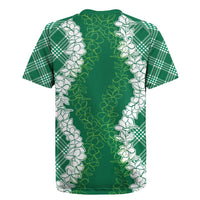 Hawaii Aloha Plumeria Lei Green Palaka Rugby Jersey LT7 - Polynesian Pride