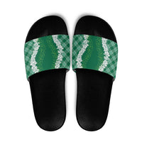Hawaii Aloha Plumeria Lei Green Palaka Slide Sandals LT7 Green - Polynesian Pride