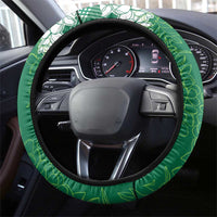 Hawaii Aloha Plumeria Lei Green Palaka Steering Wheel Cover LT7 - Polynesian Pride