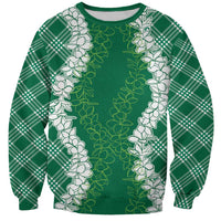 Hawaii Aloha Plumeria Lei Green Palaka Sweatshirt LT7 Unisex Green - Polynesian Pride