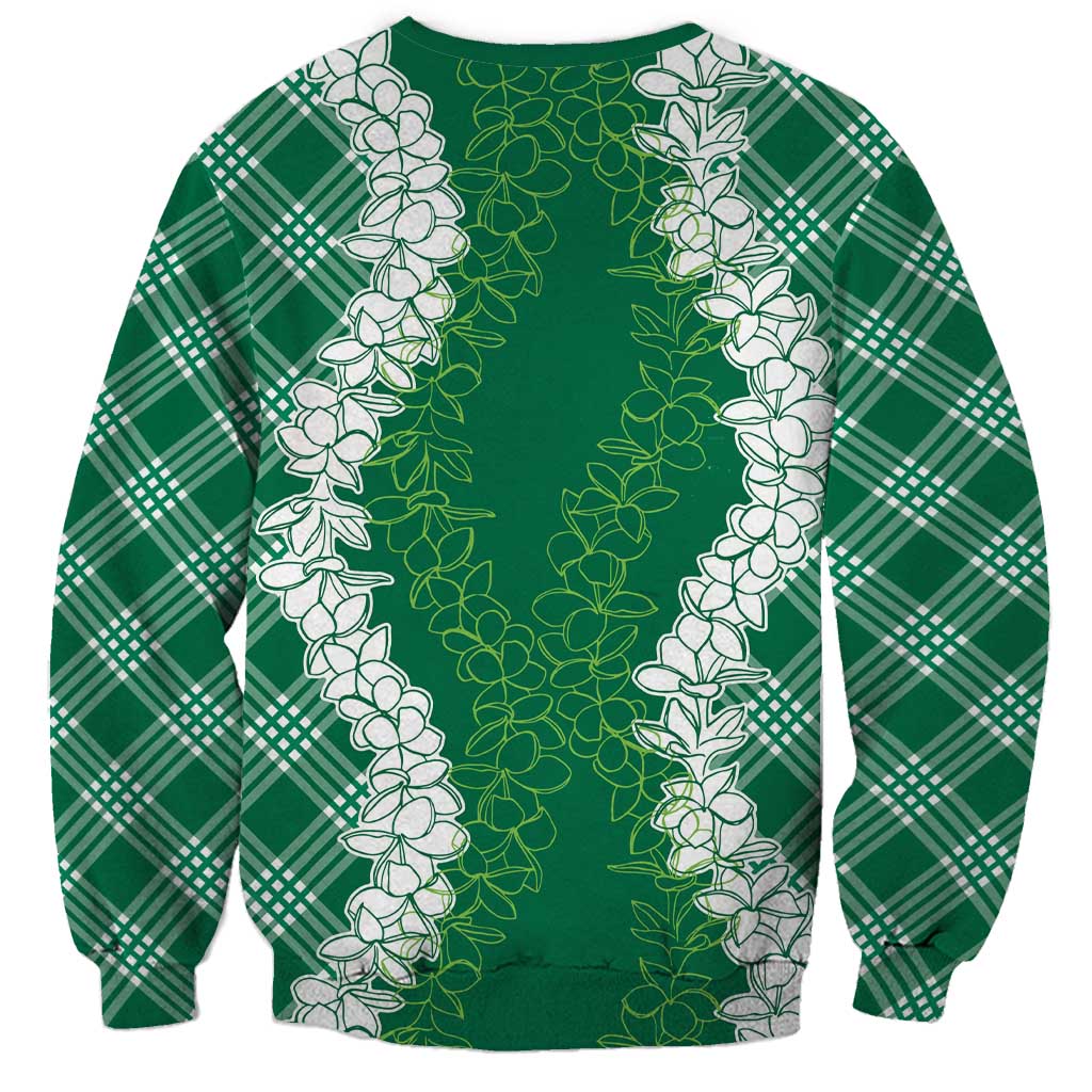 Hawaii Aloha Plumeria Lei Green Palaka Sweatshirt LT7 - Polynesian Pride