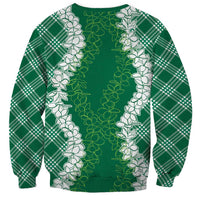 Hawaii Aloha Plumeria Lei Green Palaka Sweatshirt LT7 - Polynesian Pride