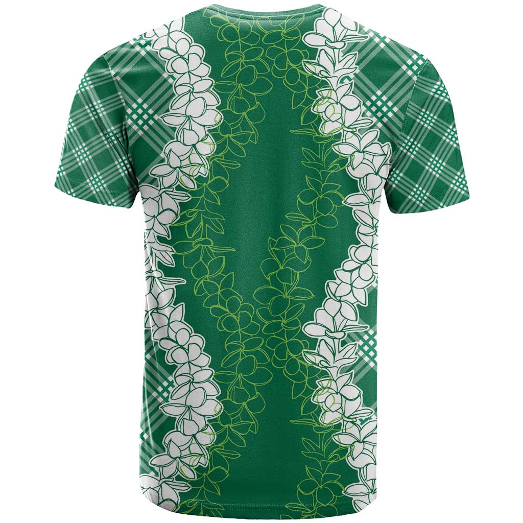 Hawaii Aloha Plumeria Lei Green Palaka T Shirt LT7 - Polynesian Pride