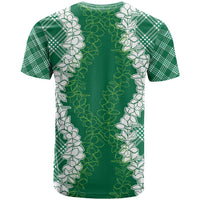 Hawaii Aloha Plumeria Lei Green Palaka T Shirt LT7 - Polynesian Pride