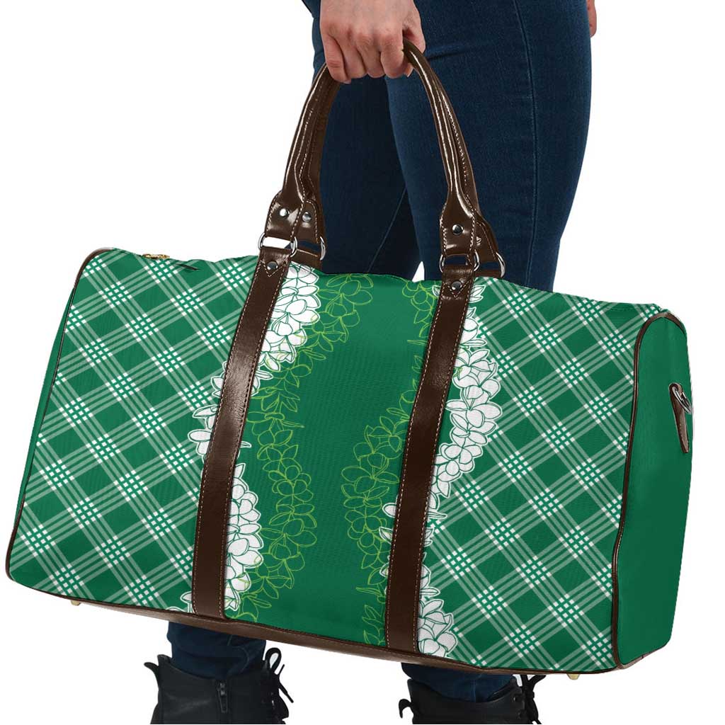 Hawaii Aloha Plumeria Lei Green Palaka Travel Bag LT7 - Polynesian Pride