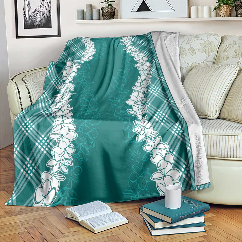 Hawaii Aloha Plumeria Lei Teal Palaka Blanket LT7 Teal - Polynesian Pride
