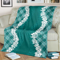 Hawaii Aloha Plumeria Lei Teal Palaka Blanket LT7 - Polynesian Pride