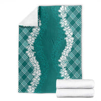 Hawaii Aloha Plumeria Lei Teal Palaka Blanket LT7 - Polynesian Pride
