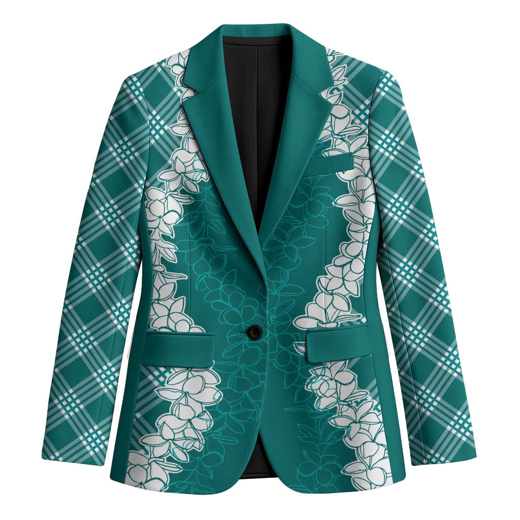 Hawaii Aloha Plumeria Lei Teal Palaka Blazer LT7 Unisex Teal - Polynesian Pride