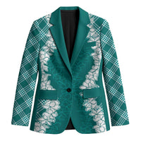 Hawaii Aloha Plumeria Lei Teal Palaka Blazer LT7 Unisex Teal - Polynesian Pride