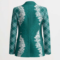 Hawaii Aloha Plumeria Lei Teal Palaka Blazer LT7 - Polynesian Pride