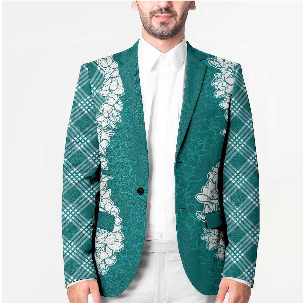 Hawaii Aloha Plumeria Lei Teal Palaka Blazer LT7 - Polynesian Pride