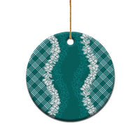 Hawaii Aloha Plumeria Lei Teal Palaka Ceramic Ornament LT7 - Polynesian Pride