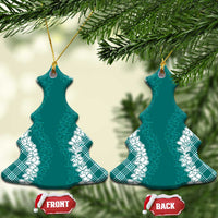 Hawaii Aloha Plumeria Lei Teal Palaka Ceramic Ornament LT7 Christmas Tree Teal - Polynesian Pride