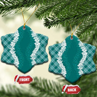 Hawaii Aloha Plumeria Lei Teal Palaka Ceramic Ornament LT7 Snow Flake Teal - Polynesian Pride